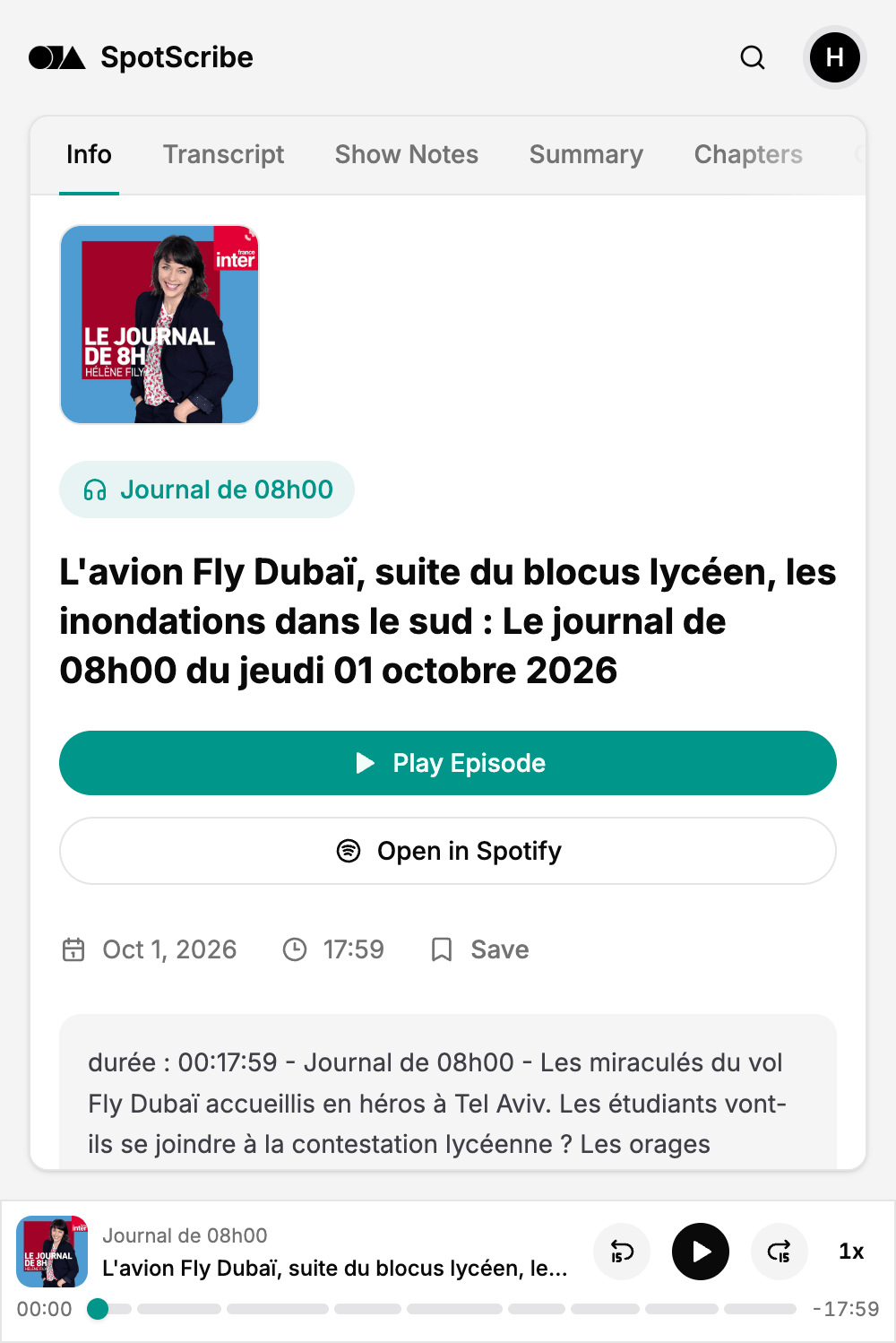 Translate a multi-hour Spotify podcast into English in minutes