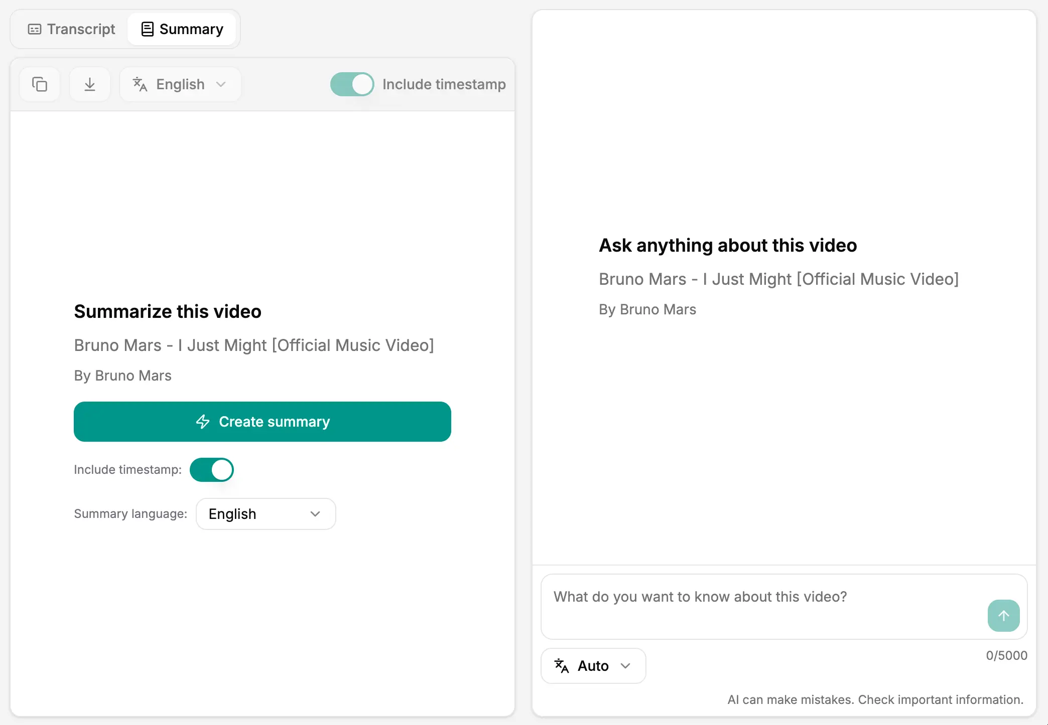 A screenshot of SpotScribe that shows how to translate lyrics to any language