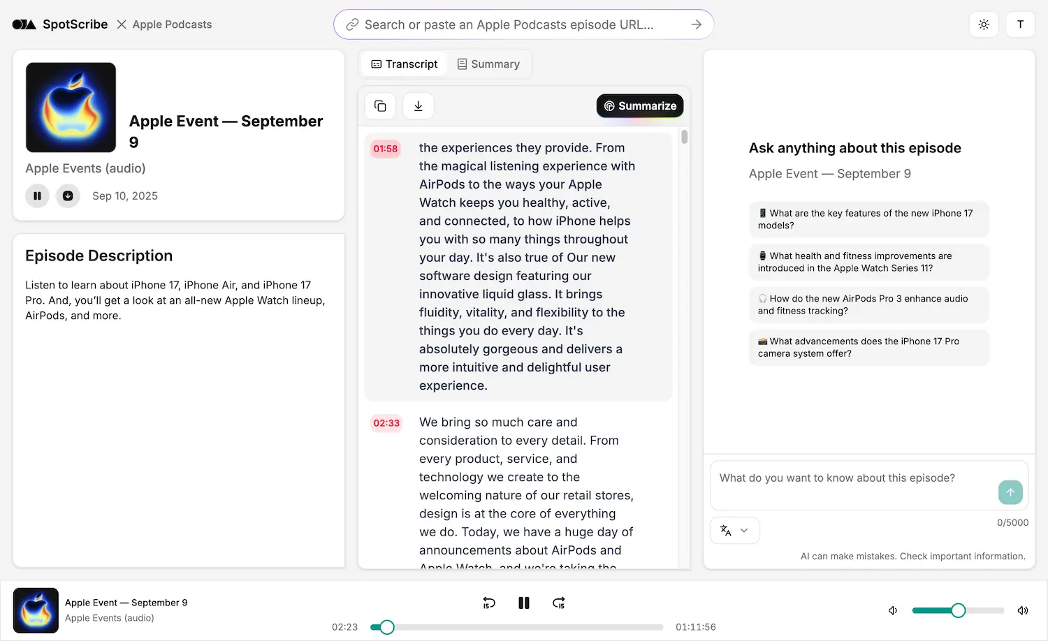 Apple Podcast Transcript Generator