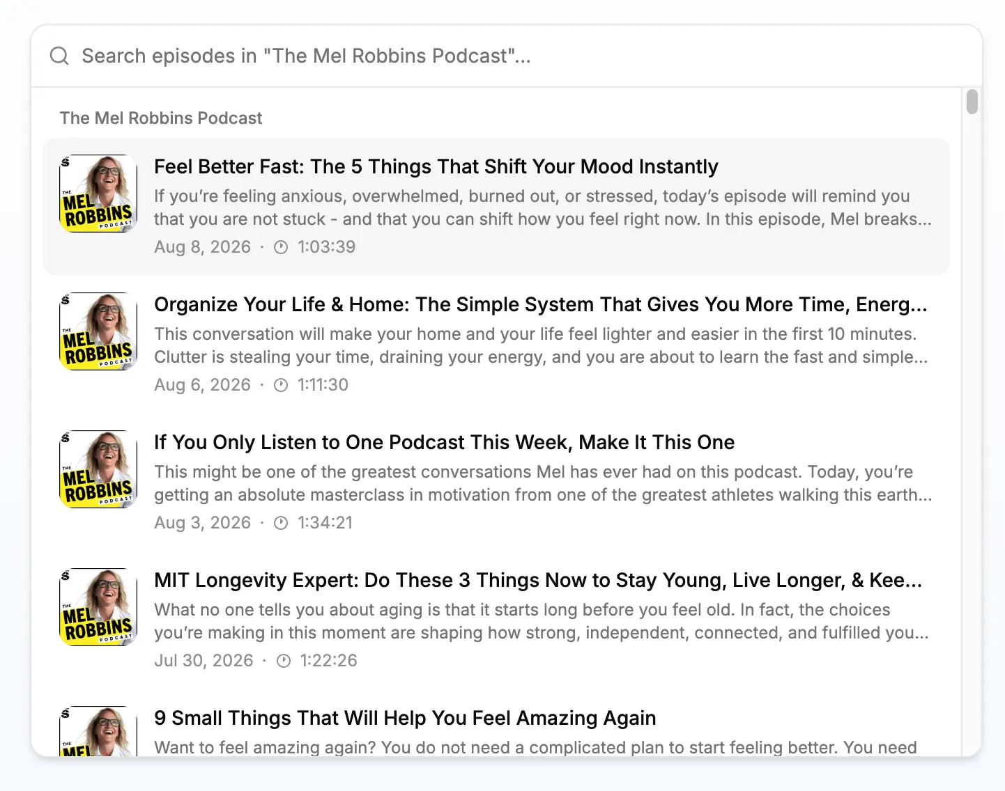 Find the Mel Robbins Episode You're Looking For