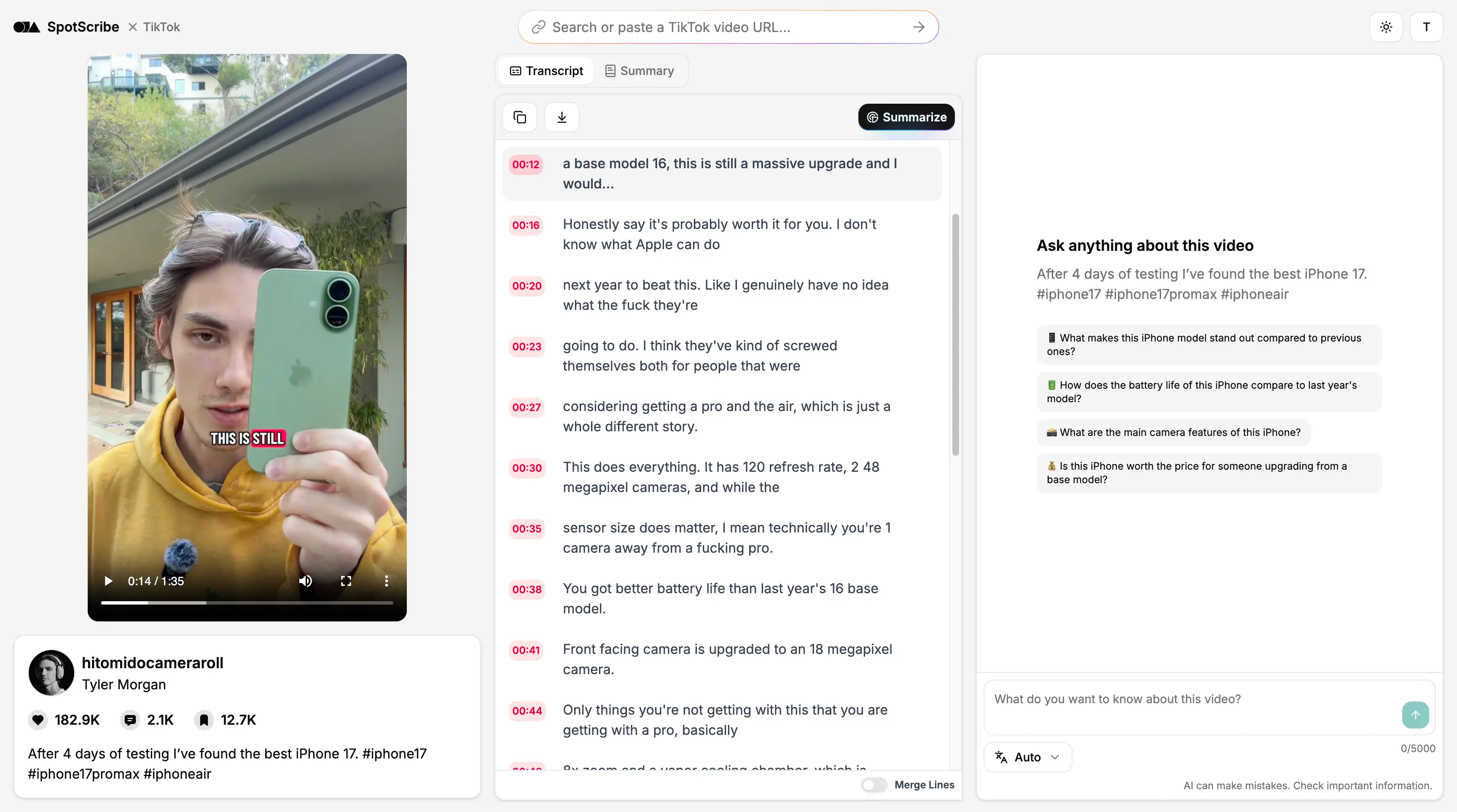 TikTok Transcript Generator