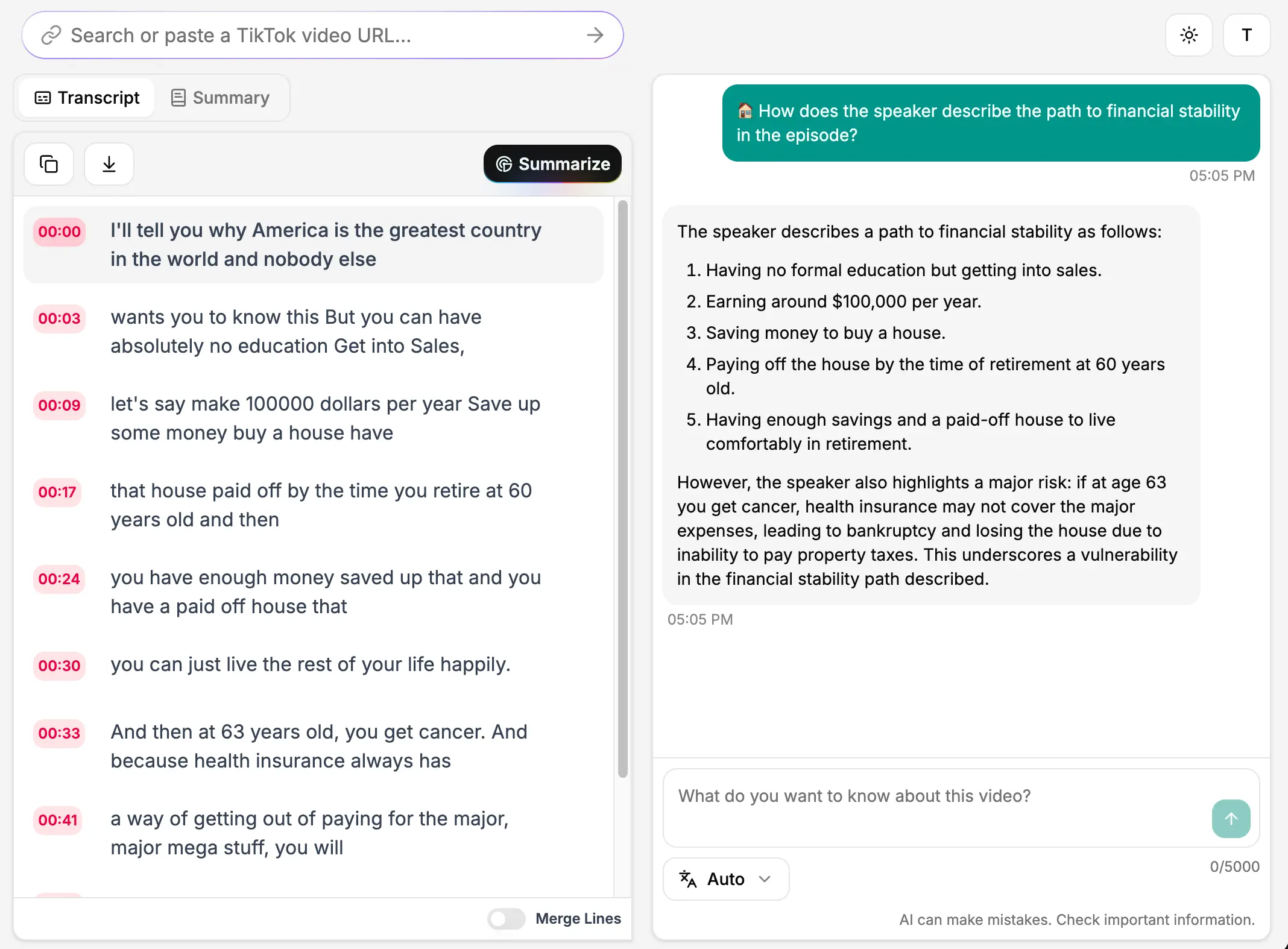 A screenshot of SpotScribe that shows how to use AI chat for content research and repurposing