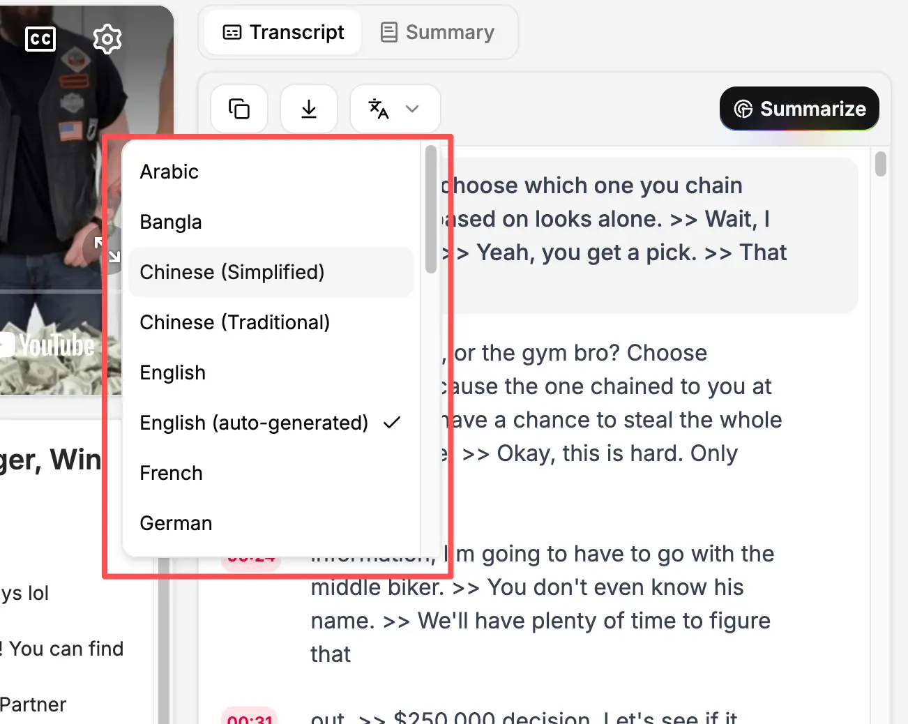 Transcribe and translate podcasts in multiple languages